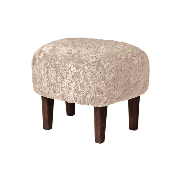 Audo Copenhagen Ingeborg Fußhocker, Lammfell - Moonlight/geräucherte Eiche