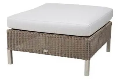 Cane-Line Connect Fußhocker - Taupe, Kissen in Weiß